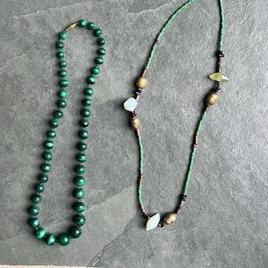 Zambian Malachite and Raw Silver Necklaces